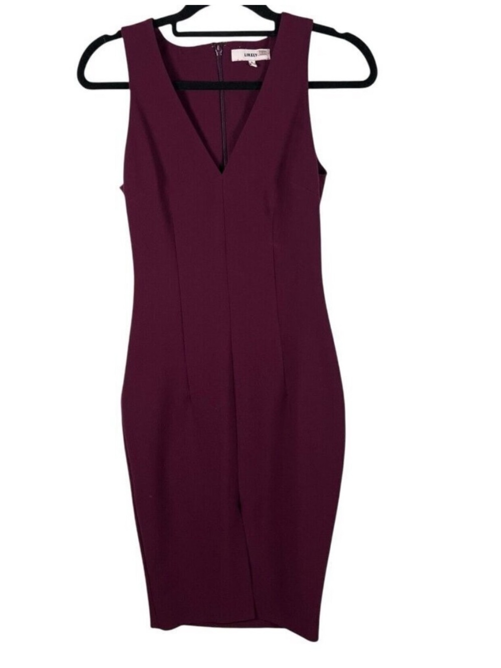 Likely - Lush Plum Sleeveless V-Neck Sheath Dress